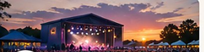 Outdoor concert at sunset